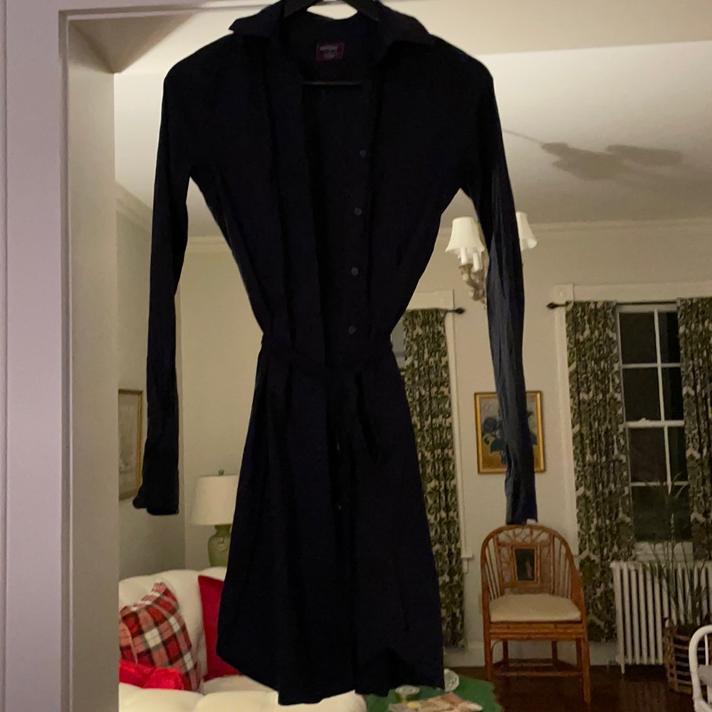 NAVY BLUE, BELTED UNTUCKIT SHIRT DRESS SIZE 0